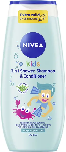 Nivea Kids Gel de duș și șampon pentru copii 3 în 1, 250 ml
