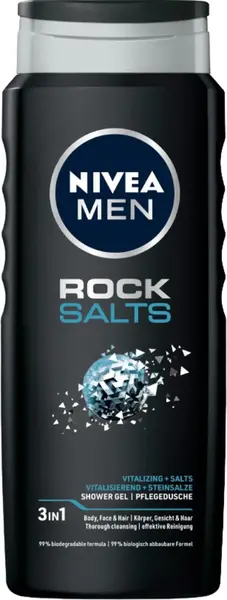 Nivea Men Gel de duș Rock Salts, 3 în 1, 500 ml