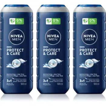 NIVEA MEN Protect & Care Gel de duș pentru bărbați ambalaj economic 3 x 500 ml