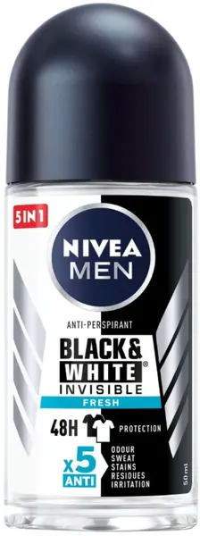 Nivea Men Roll-on Black & White Invisible, Fresh, 50 ml