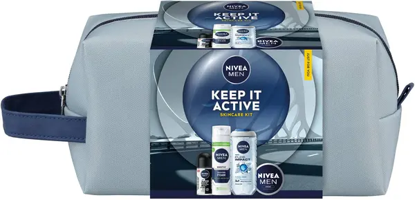 Nivea Men Set cadou Keep It Active, cu trusă de toaletă, 4 piese
