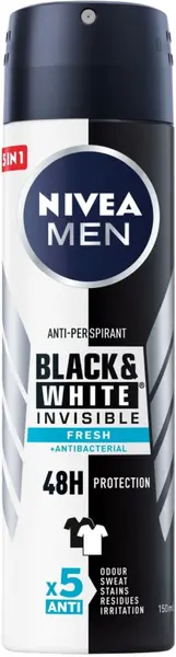 Nivea Men Spray deodorant Black & White, Invisible Fresh, 150 ml