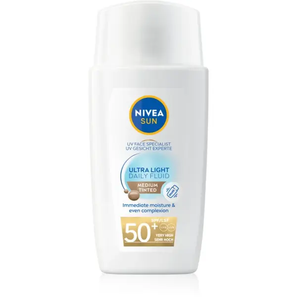 NIVEA SUN Ultra Light Fluid nuantator cu textura usoara SPF 50+ culoare Medium 40 ml