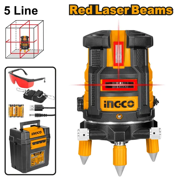 Nivela cu Laser Rosu Rotativa 360 INGCO HLL306505
