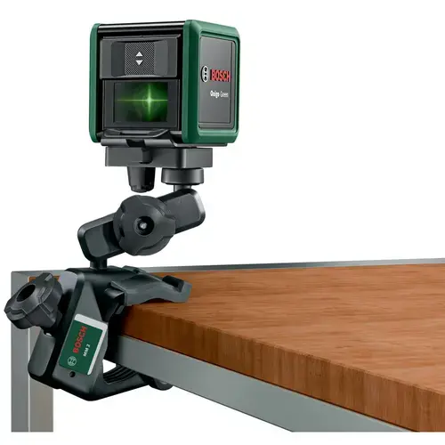 Nivela laser cu linii Bosch Quigo Green Gen2, 12 m domeniu lucru, 500-540 nm dioda laser, ±4° autonivelare, 85° unghi deschidere, ± 0.6 mm/m precizie, 1/4inch filet stativ, 2 baterii 1.5 V LR03 (AAA), sistem de prindere universal MM2, adaptor montare