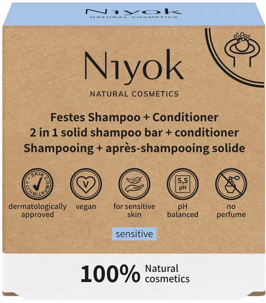 Niyok Șampon și balsam solid 2 în 1 Sensitive, 80 g
