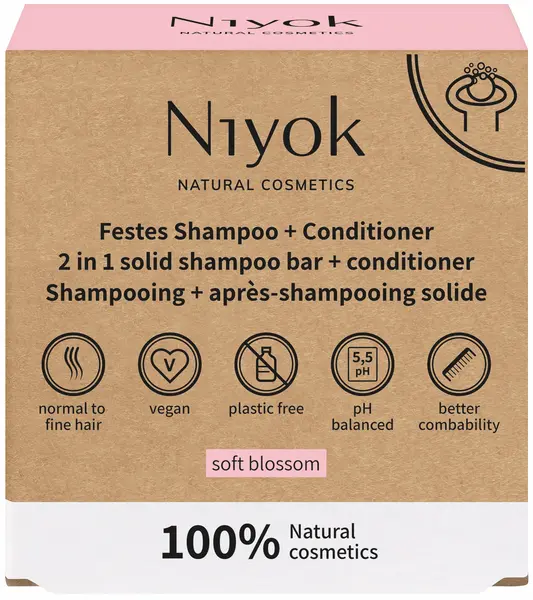 Niyok Șampon și balsam solid 2 în 1 Soft Blossom, 80 g