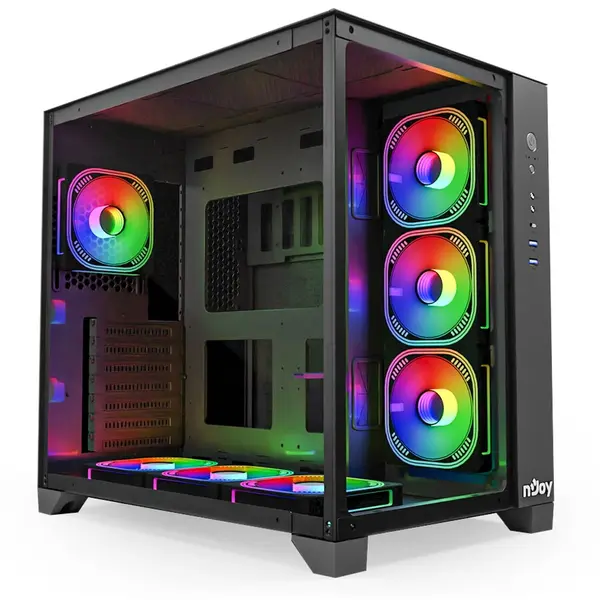 Njoy Carcasa PC NJOY Aura ARGB, USB 3.0, fara sursa, Negru