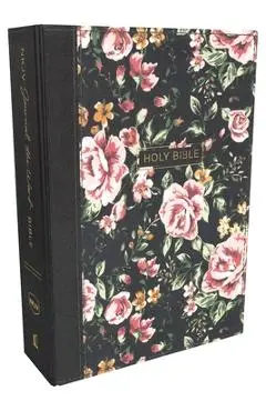 NKJV, Journal the Word Bible, Cloth Over Board, Gray Floral, Red Letter Edition, Comfort Print: Reflect, Journal, or Create Art Next to Your Favorite - Thomas Nelson