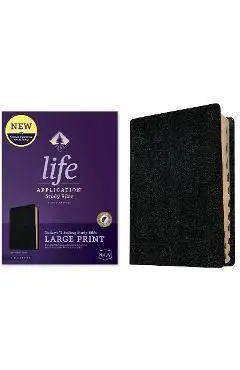 NKJV Life Application Study Bible, Third Edition, Large Print (Red Letter, Bonded Leather, Black, Indexed) - Tyndale