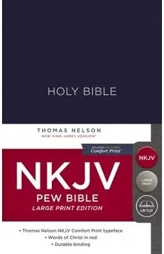 NKJV, Pew Bible, Large Print, Hardcover, Blue, Red Letter Edition - Thomas Nelson