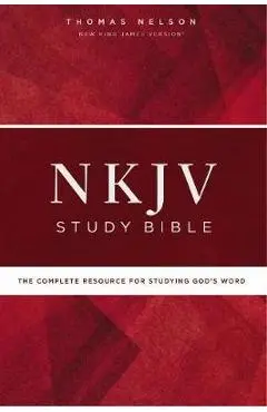 NKJV Study Bible, Hardcover, Red Letter Edition, Comfort Print: The Complete Resource for Studying God's Word - Thomas Nelson