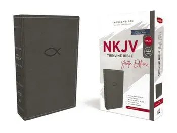 Nkjv, Thinline Bible Youth Edition, Leathersoft, Gray, Red Letter Edition, Comfort Print, Paperback/Thomas Nelson