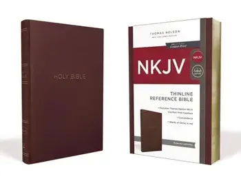NKJV, Thinline Reference Bible, Leather-Look, Burgundy, Red Letter Edition, Comfort Print, Paperback/Thomas Nelson