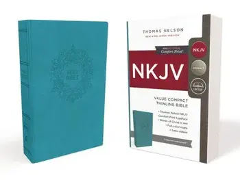 NKJV, Value Thinline Bible, Compact, Imitation Leather, Blue, Red Letter Edition/Thomas Nelson