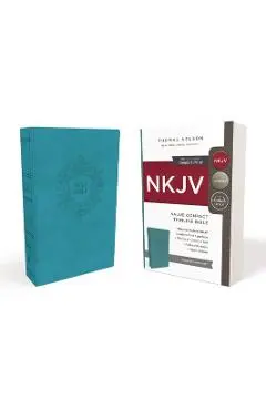 NKJV, Value Thinline Bible, Compact, Imitation Leather, Blue, Red Letter Edition - Thomas Nelson