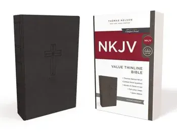 NKJV, Value Thinline Bible, Standard Print, Imitation Leather, Black, Red Letter Edition, Paperback/Thomas Nelson