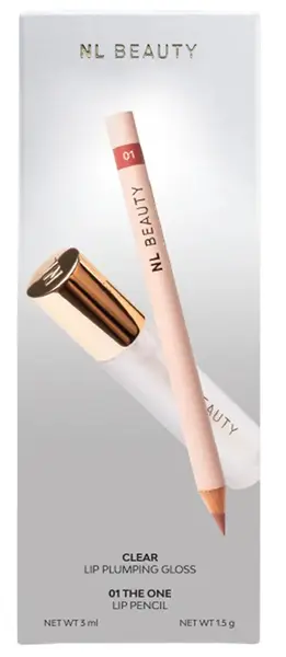 NL Beauty Set - Luciu de buze cu efect de volum și Creion de buze, 01 The One, 3 ml + 1.5 g