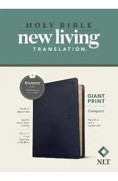 NLT Compact Giant Print Bible, Filament Enabled Edition (Red Letter, Leatherlike, Navy Blue Cross) - Tyndale