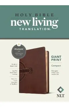 NLT Compact Giant Print Bible, Filament Enabled Edition (Red Letter, Leatherlike, Mahogany Celtic Cross) - Tyndale
