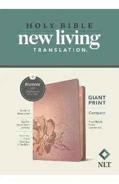 NLT Compact Giant Print Bible, Filament Enabled Edition (Red Letter, Leatherlike, Rose Metallic Peony) - Tyndale