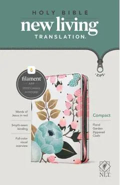 NLT Compact Zipper Bible, Filament Enabled Edition (Red Letter, Cloth, Floral Garden) - Tyndale