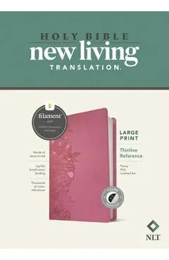 NLT Large Print Thinline Reference Bible, Filament-Enabled Edition (Red Letter, Leatherlike, Peony Pink, Indexed) - Tyndale
