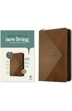 NLT Large Print Thinline Reference Zipper Bible, Filament-Enabled Edition (Red Letter, Leatherlike, Messenger Stone & Camel, Indexed) - Tyndale