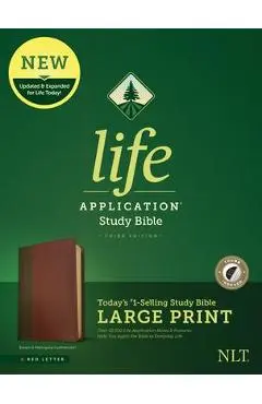 NLT Life Application Study Bible, Third Edition, Large Print (Red Letter, Leatherlike, Brown/Tan, Indexed) - Tyndale
