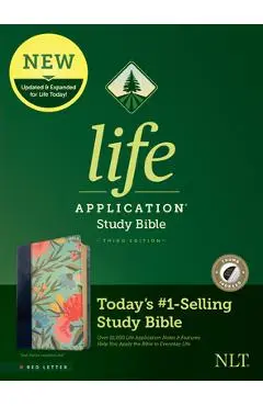 NLT Life Application Study Bible, Third Edition (Red Letter, Leatherlike, Teal Floral, Indexed) - Tyndale