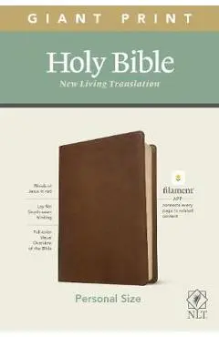NLT Personal Size Giant Print Bible, Filament Enabled Edition (Red Letter, Leatherlike, Rustic Brown) - Tyndale