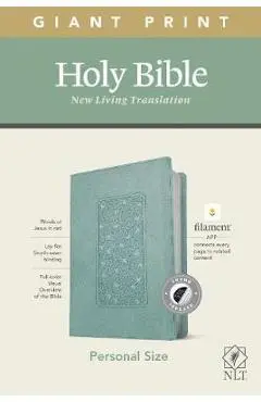 NLT Personal Size Giant Print Bible, Filament Enabled Edition (Red Letter, Leatherlike, Floral Frame Teal, Indexed) - Tyndale