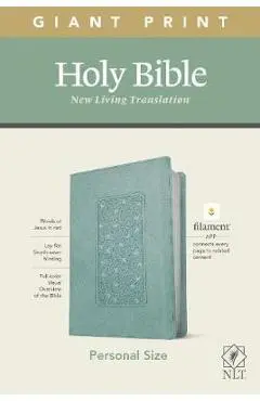 NLT Personal Size Giant Print Bible, Filament Enabled Edition (Red Letter, Leatherlike, Floral Frame Teal) - Tyndale