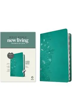 NLT Super Giant Print Bible, Filament-Enabled Edition (Red Letter, Leatherlike, Peony Rich Teal, Indexed) - Tyndale