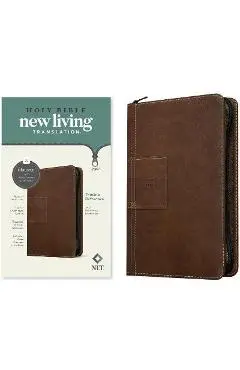 NLT Thinline Reference Zipper Bible, Filament Enabled Edition (Red Letter, Leatherlike, Atlas Rustic Brown) - Tyndale