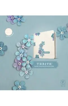 NLT Thrive Creative Journaling Devotional Bible (Hardcover, Blue Flowers) - Tyndale