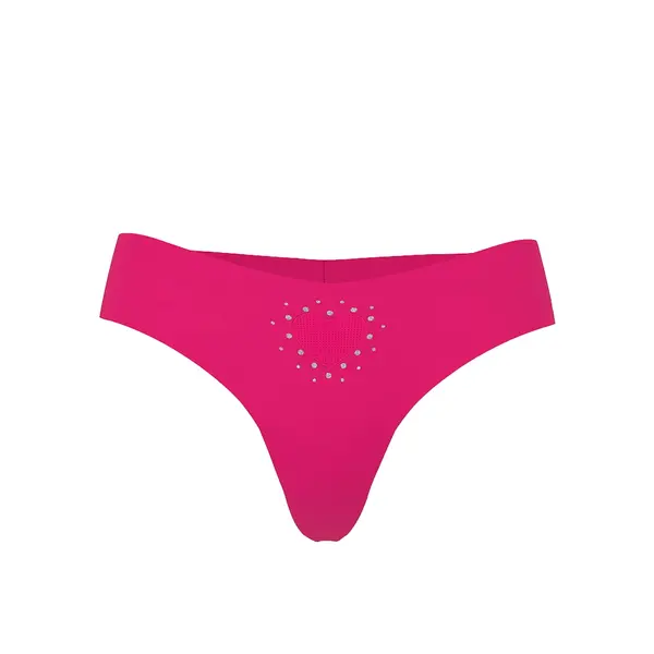 No-show heart cut-out thong panty - pop pink L
