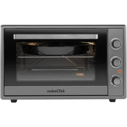 NobeLTek Cuptor electric NLT FSO60W, 60L, 2000W, grill, timer, termostat, sticla dubla, ventilator, iluminare (Argintiu)