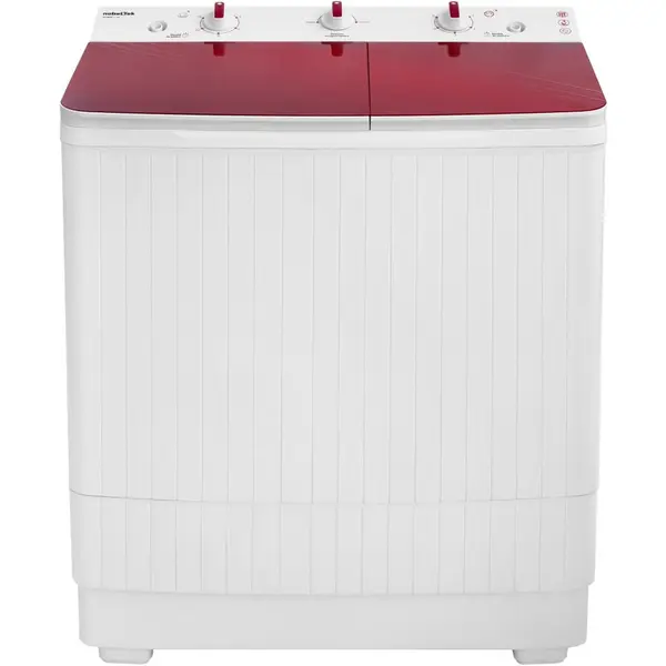 NobeLTek Masina de spalat rufe semi-automata Nobeltek, 7 kg spalare, 3 kg stoarecere, 300W spalare, 148W stoarcere, timp spalare 0-15 min, timp stoarcere 0-5 min, evacuare apa uzata: prin cadere libera, culoare corp Alb, capac Glass Line Red