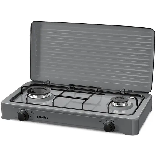 NobeLTek Plita exterior NobeLTek NLT PE2GS, gaz, 2 arzatoare, gri