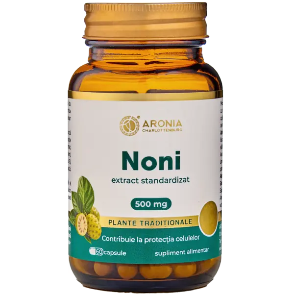 Noni 500 mg — 60 capsule cu extract concentrat din fructe de Noni pentru susținerea respirației, celulelor și imunității | Plante Tradiționale