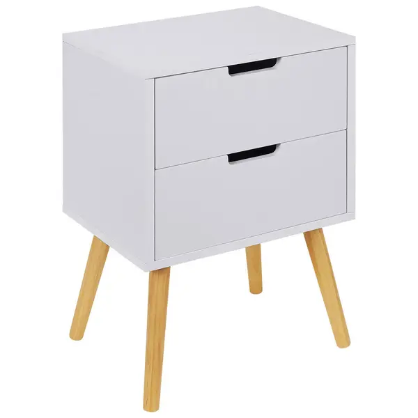 Noptieră, 40/60/30 cm, masiv pin culoare natur, alb