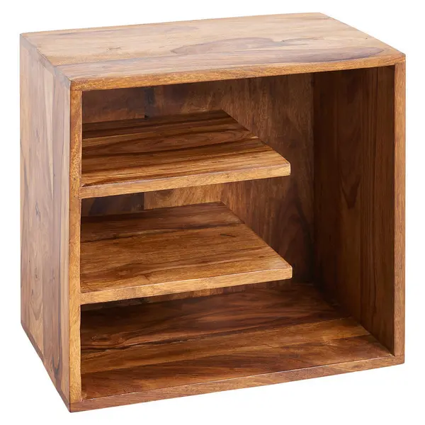 Noptieră, 43/43/30 cm, masiv lemn de sheesham culoare lemn sheesham