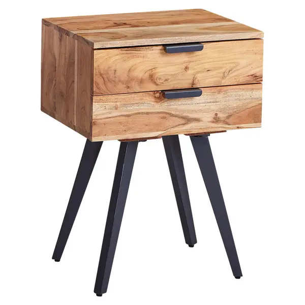 Noptieră, 47/65/35 cm, masiv acacia culoare lemn acacia