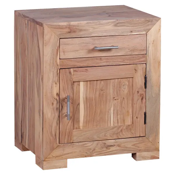 Noptieră, 50/60/40 cm, masiv acacia culoare lemn acacia