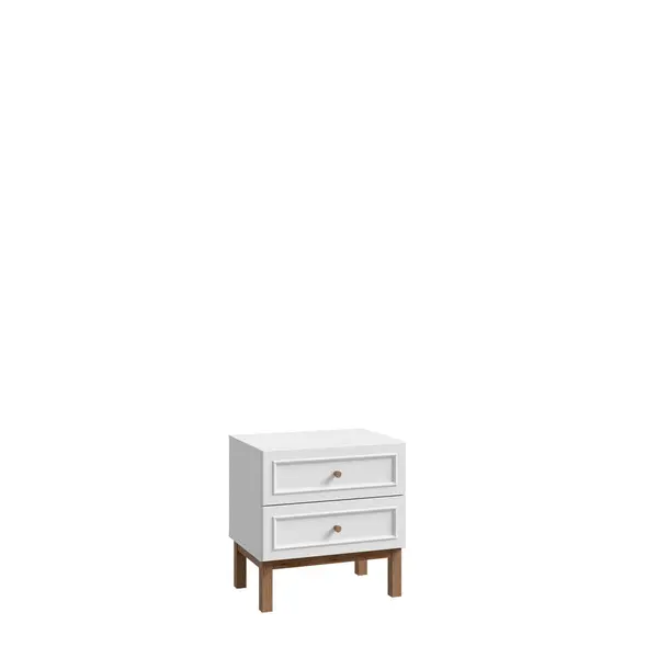 Noptieră, 55,2/56,7/41,7 cm, alb, nămol, culoare lemn stejar