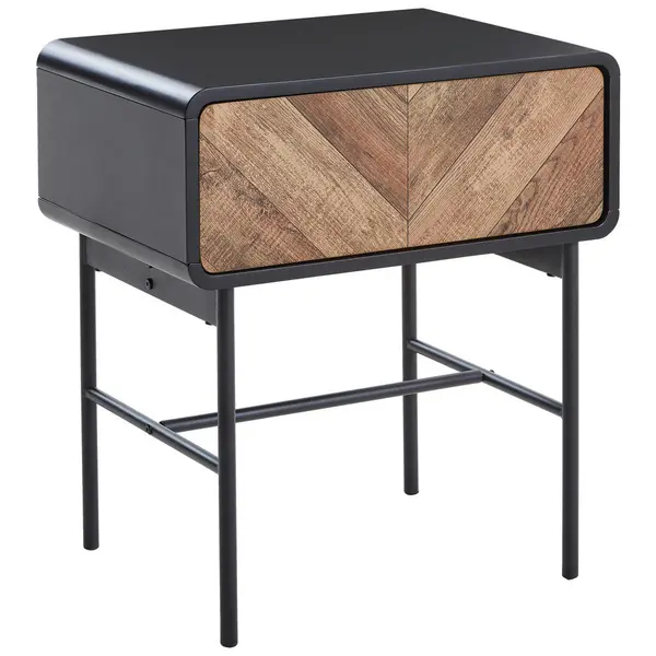 Noptieră, 56/63/40 cm, negru, culoare lemn stejar