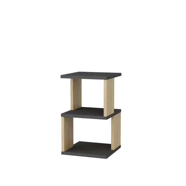Noptiera CARTER, antracit + stejar, 29,6x29,6x49,4 cm