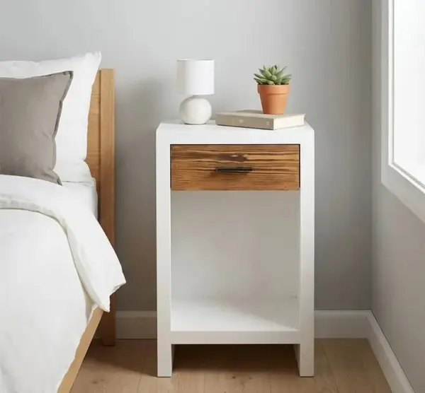 Noptiera cu 1 sertar 'Rustic Haven' cu finisaj White/Chestnut Brown