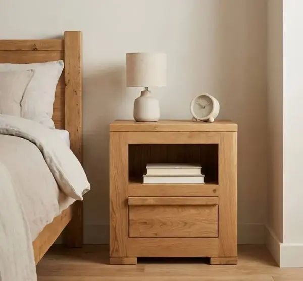 Noptiera cu 1 sertare 'Wild Oak', sertar cu glisiere soft-close cu finisaj Uleiat